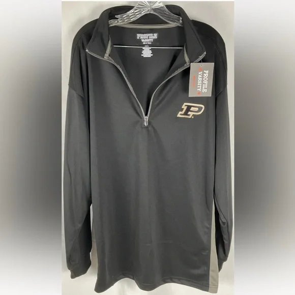 Profile Varsity Purdue Men’s Size 2XLT Black Quarter Zip Pullover Shirt NWT - Picture 1 of 8